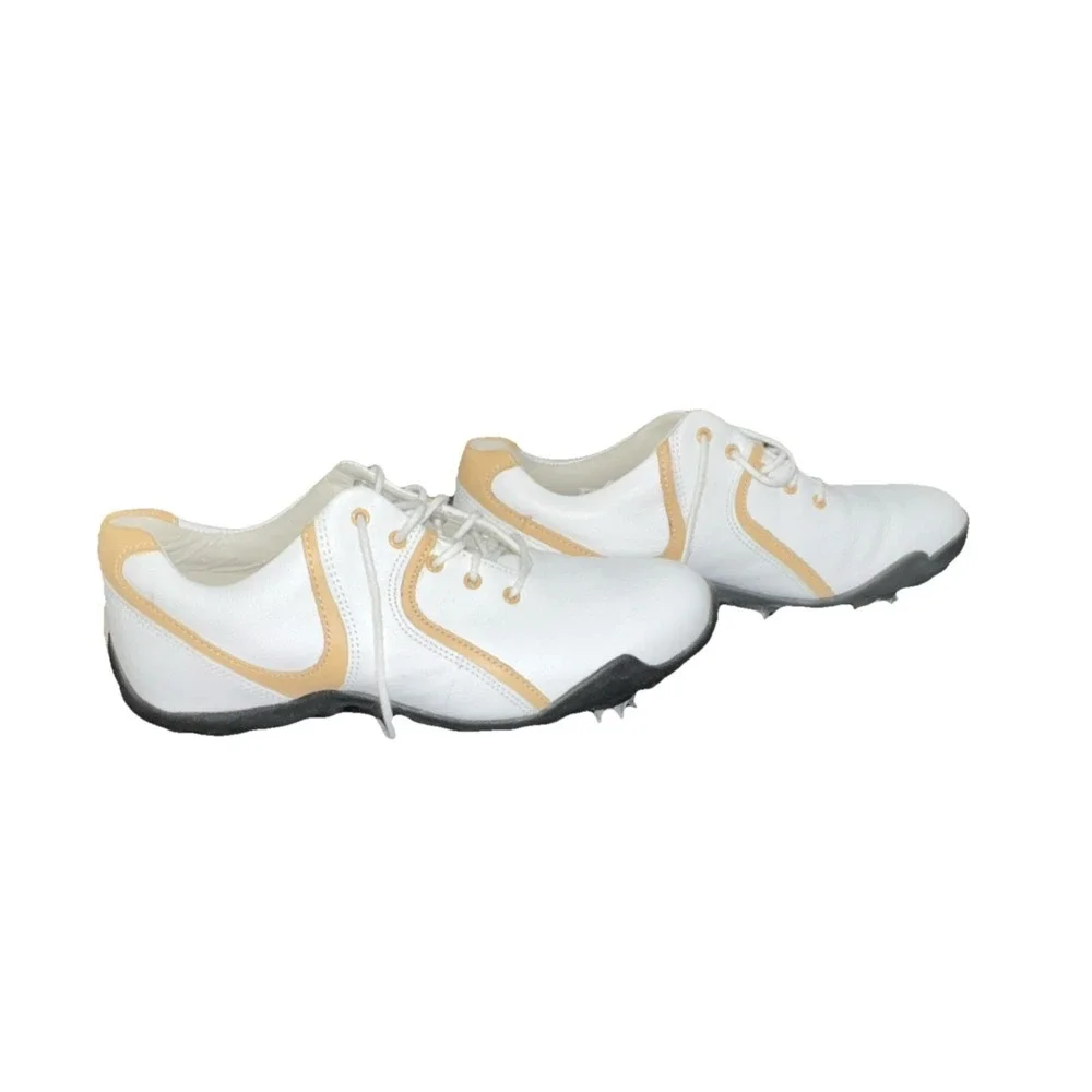 6N8/FootJoy Lopro Collection Men's Leather Golf Shoes White Beige 7M 97066